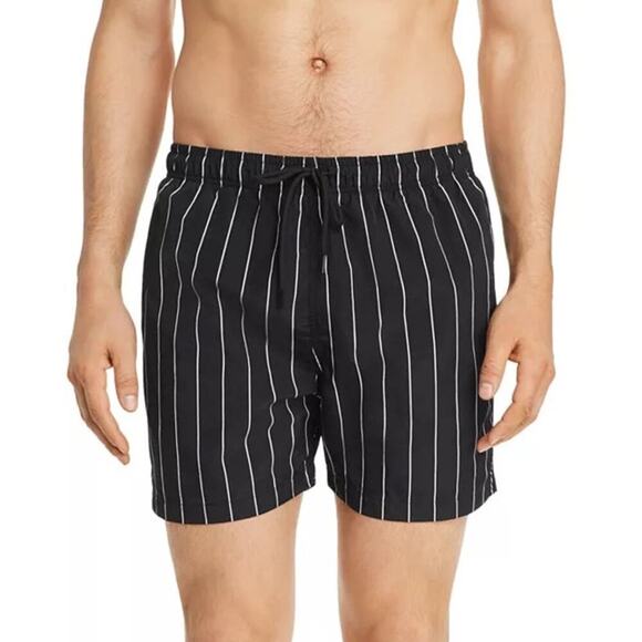 Solid & Striped Black White Pinstripe Lined Swim Trucks Men’s Size XXL - Picture 1 of 5